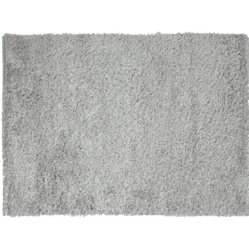 Tapis gris en laine à poil long fait à la main
