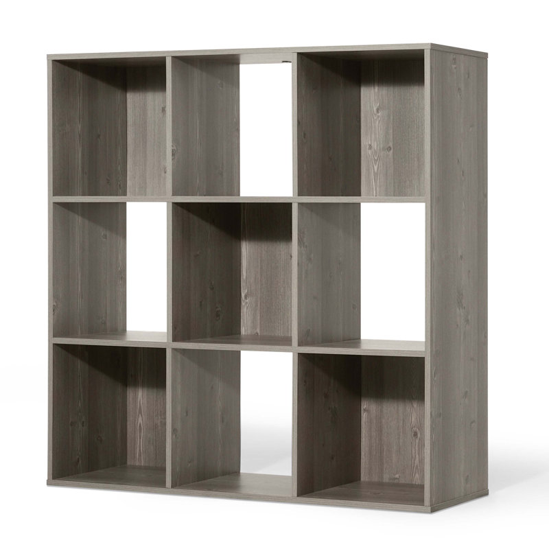 Étagère de rangement à 9 cubes, cloison de rangement pour la maison avec dossier, bibliothèque de rangement de 11 pouces, chêne gris rustique 