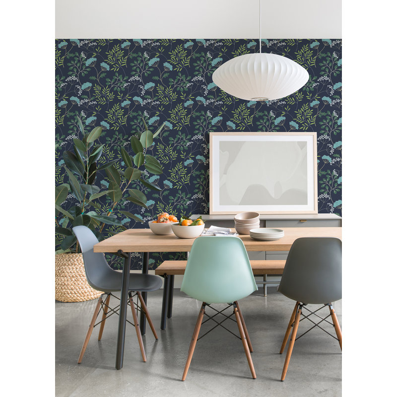 Rouleau de papier peint floral Sorrel, Bleu marine