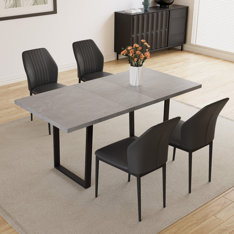 Ensemble de salle à manger Modern Kitchen, table de salle à manger extensible avec chaises (1 table 4 tables), Noir