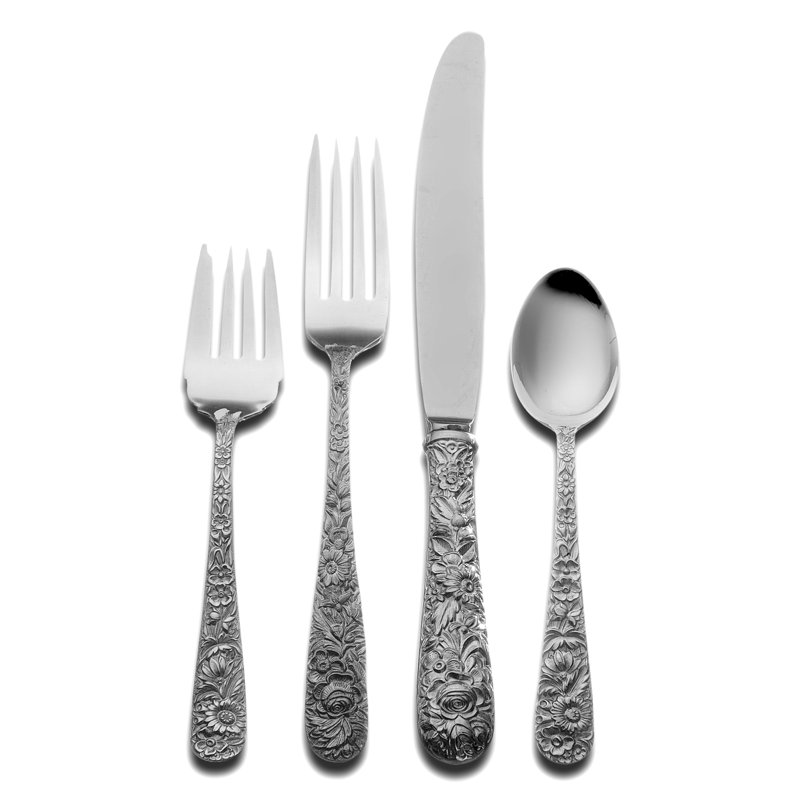 Ensemble de couverts 4 pièces Repousse, service pour 1 personne