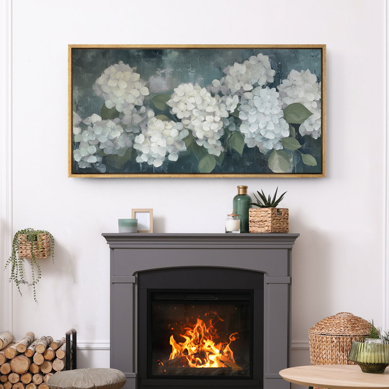 Green Hydrangea Floral Artwork, Relaxing Calm Wall Pictures, Giclee Canvas Digital Print Extra Large Framed Wall Art, Natural