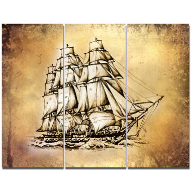 Sailing Ship Print On Canvas, Modern Wall Art, Canvas Wall Set, Large Wall  Art,Pirate Ship Painting, Large Framed Canvas