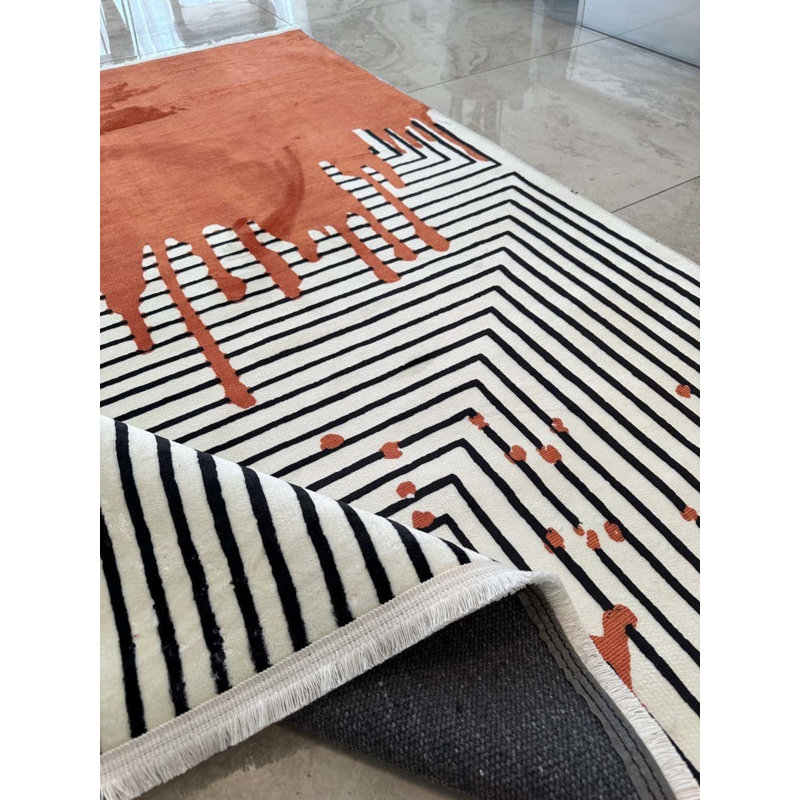 Tapis en coton avec envers antidérapant Lanney, Carré 2 pi 7 po