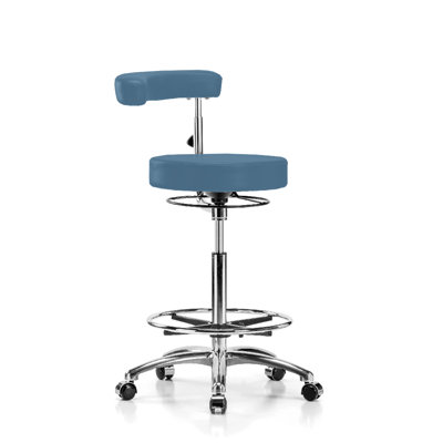 Tabouret de dentiste à hauteur ajustable chromé avec bras et pied de pied PERCH | Hauteur du banc élevé: 24,5 à 32 po