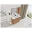Meuble-lavabo autoportant de 40 po avec lavabo en céramique et deux tiroirs à fermeture en douceur, finition imitation chêne-129891690