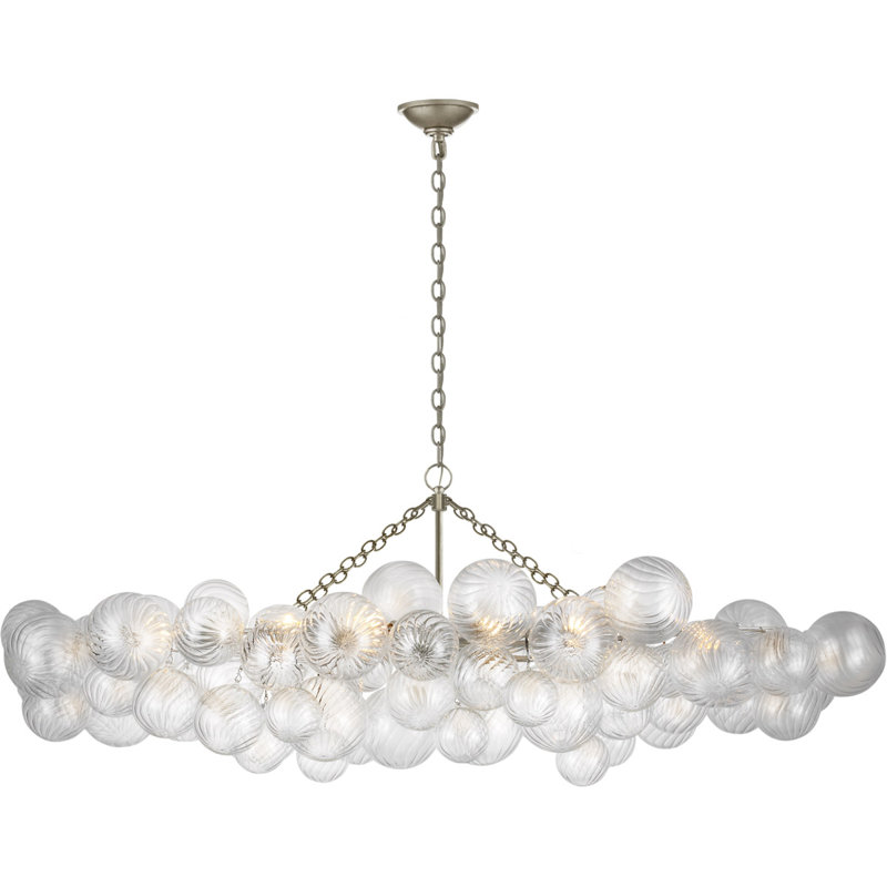 Julie Neill Talia Large Linear Chandelier, Burnished Silver Leaf