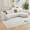 Canapé modulaire incurvé moderne en forme de L de 132 po avec méridienne moderne, blanc ivoire