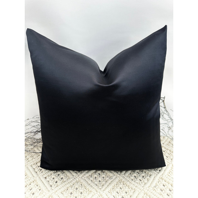 Abstract Grey Square Cushion Cover, Black 