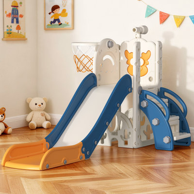 Ensemble de jeu de glissade pour tout-petits 6 en 1 avec panier de basketball et jeu de golf, aire de jeux intérieure extérieure certifiée Astm pour les tout-petits de 1 à 3 ans