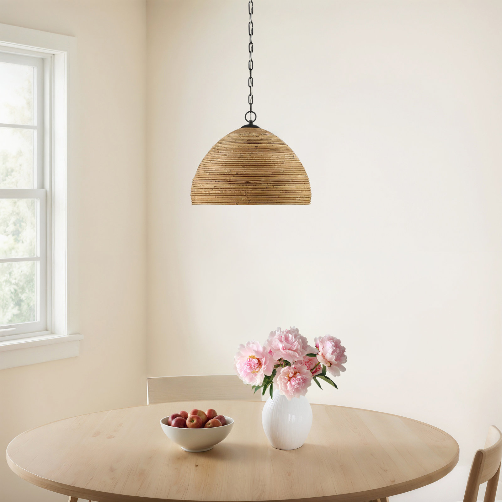 Woodleigh Single Light Rattan Dimmable Pendant