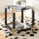 Beuna Contemporary 25" Square End Table with Glass Top and Shelf in White Brushed & Black