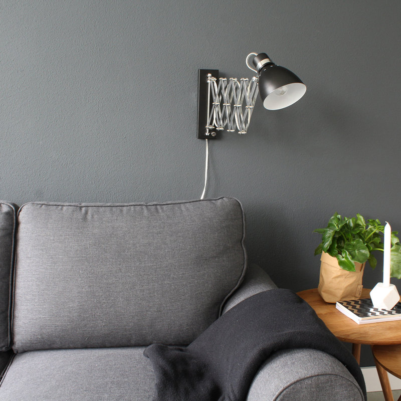 Ruth Plug-in Swing Arm Sconce, Black