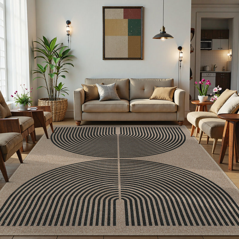 Tapis de jute moderne pour l'extérieur, Rectangle 9 pi x 12 pi