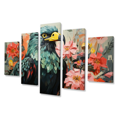 Green Green Vibrant Floral Portrait - Aigle, art mural sur toile