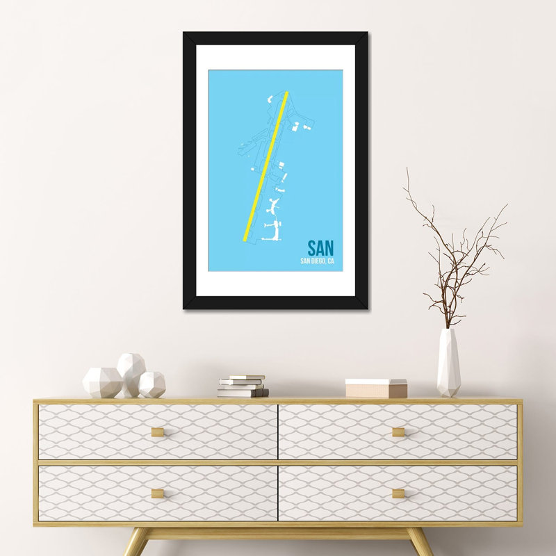 Reproduction d’art graphique sur toile tendue à gauche San Diego par 08, H 32 po x l 24 po x P 1 po, Blanc