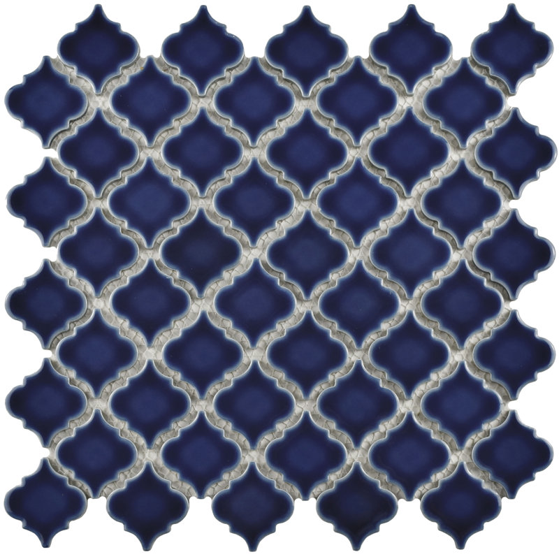 Hudson Tangier 2" x 2" Porcelain Arabesque Mosaic Wall & Floor Tile, Smoky Blue