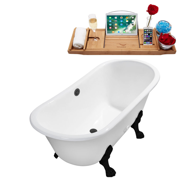Baignoire de trempage sur pattes 67 "Streamline, Noir mat, Noir mat