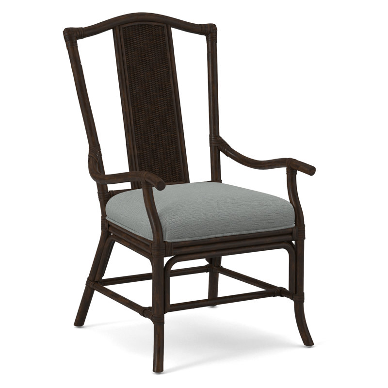 Drury Lane Slat Back Dining Arm Chair, White Performance Fabric; 0851-94, Coffee