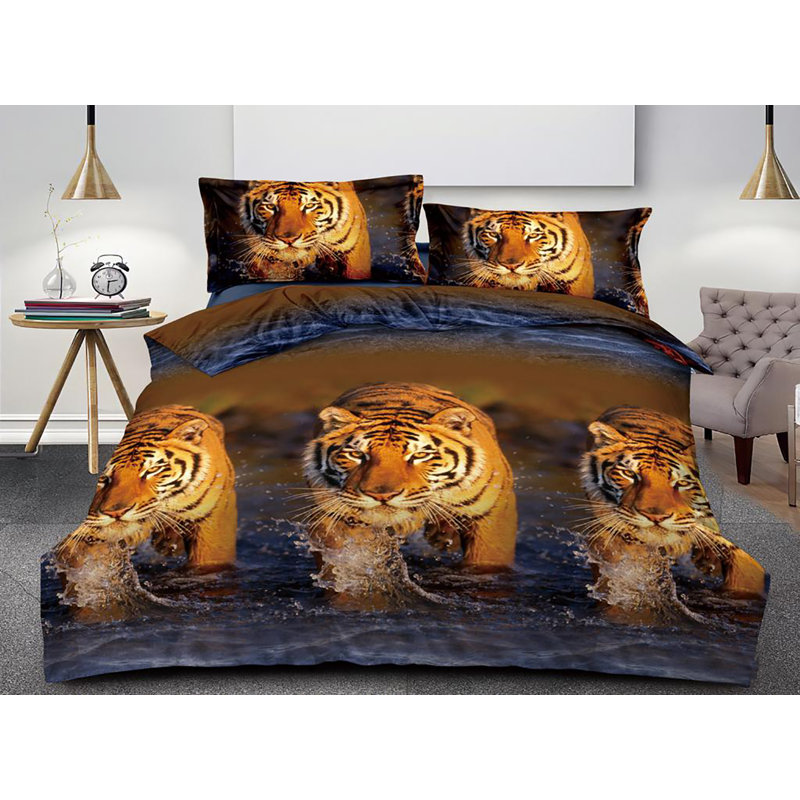 3D Design Complete Bedding Set Floral Fitted Sheet Duvet Cover with Pillow Case, Single - 1 Standard Pillowcase