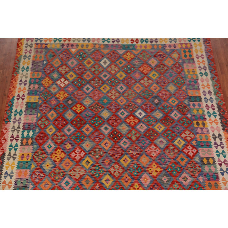 Tapis oriental kilim à tissage plat 9 x 10