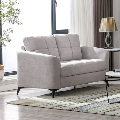 Causeuse 60 po en tissu tissé gris clair
