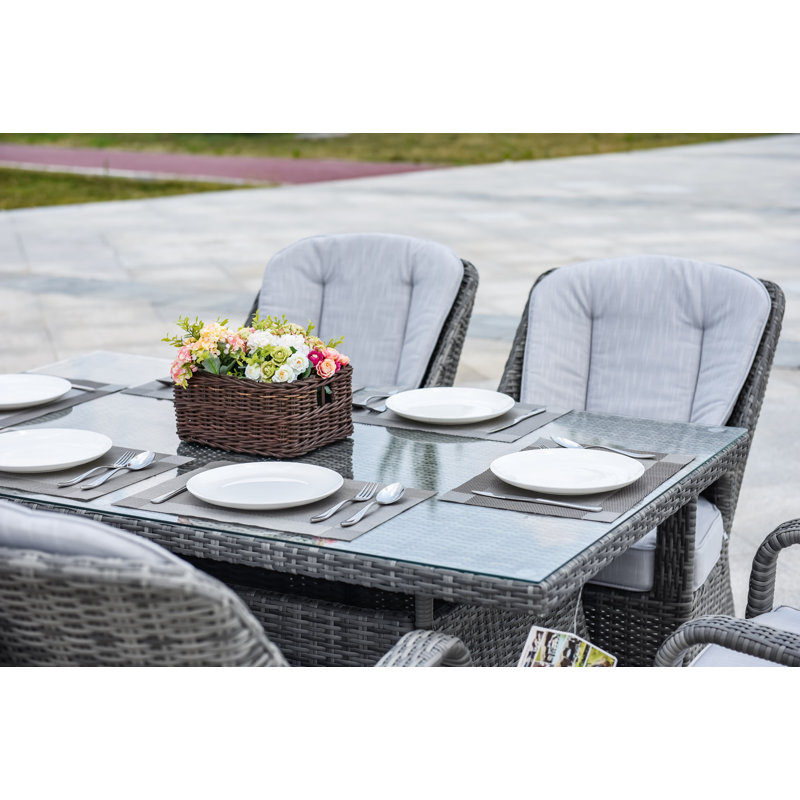 Chaise de patio avec coussins Moira, Gris / Gris