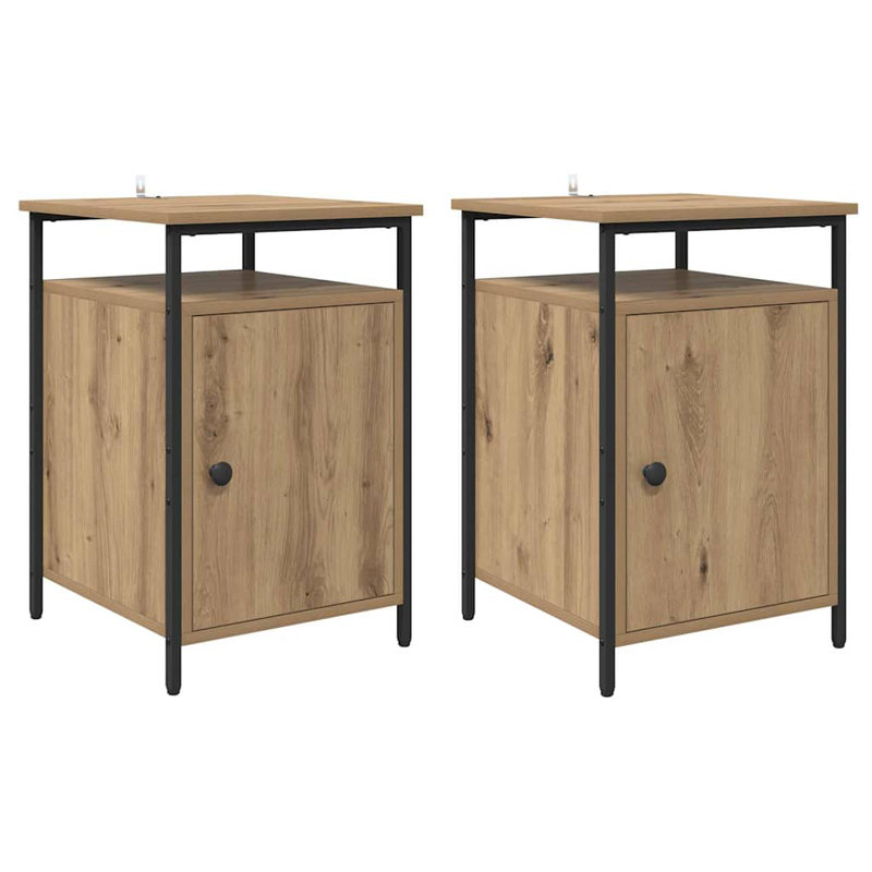 40cm W Manufactured Wood Bedside Table, Artisan Oak