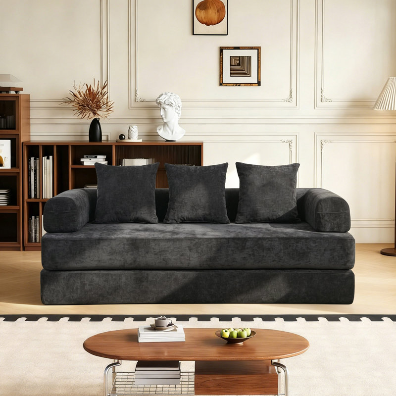 Canapé-lit pliant convertible Isabeau de 78,8 po Isabeau, Noir nouveau