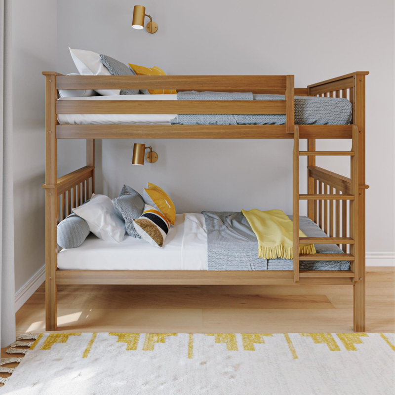Joleen Kids Twin Over Twin Bunk Bed, Pecan