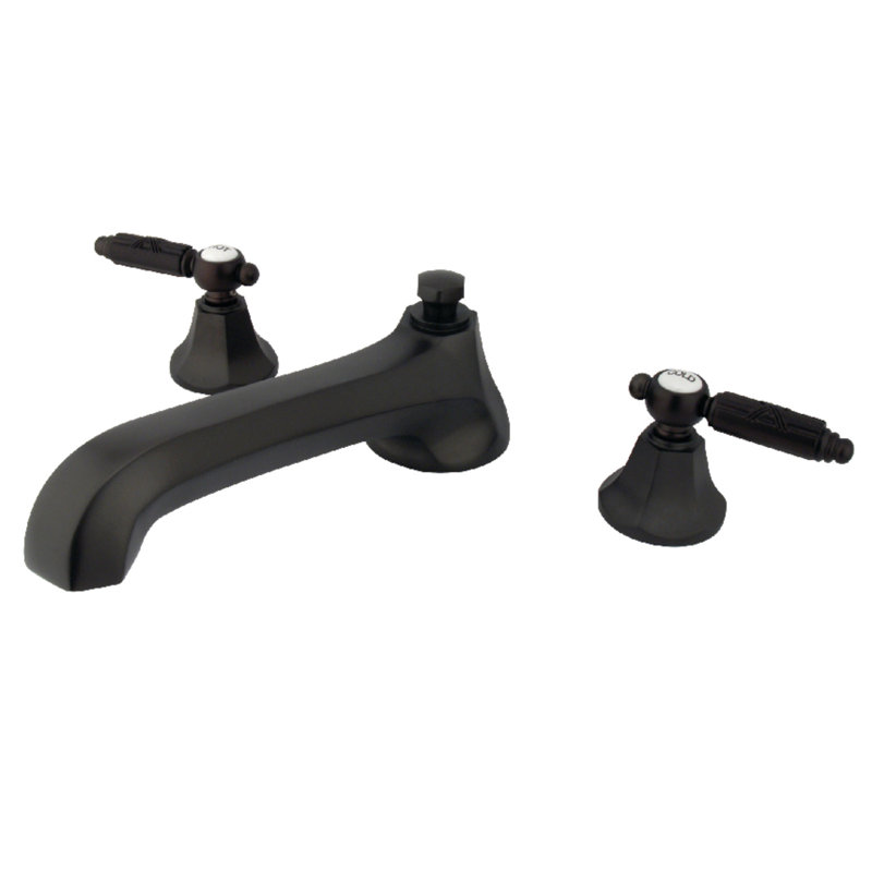 Kingston Brass Georgian Two-Handle 3-Hole Deck Mount Roman Tub Faucet, Oil Rubbed Bronze