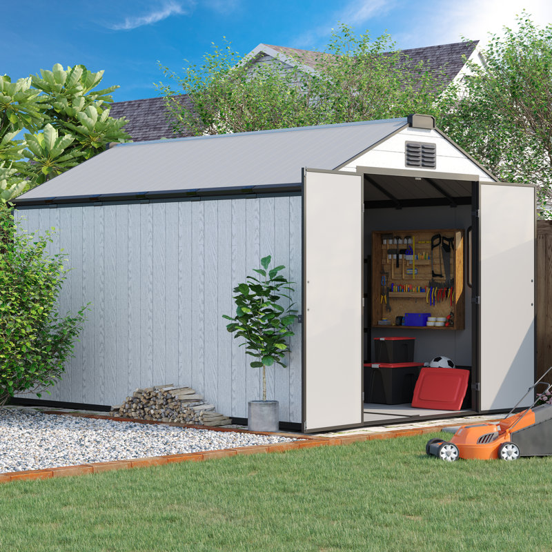8 Ft. W X 12 Ft. D   Resin Outdoor Storage Shed With Floor For Garden Patio Furniture And Tools