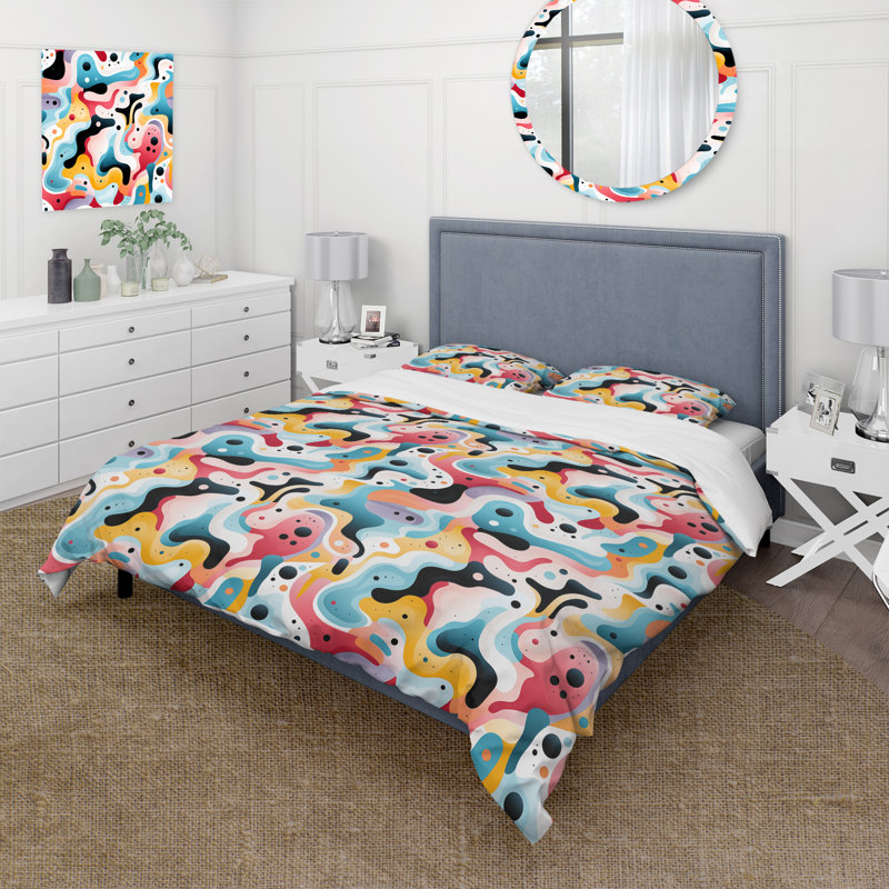 Ensemble de housse de couette pastel Mid Century, Housse de couette pour très grand lit et 2 très