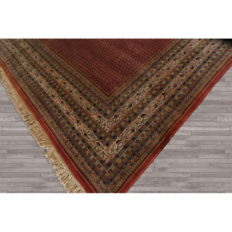 Tapis traditionnel rouille en laine noué à la main 12 po x 18 pi 6 po