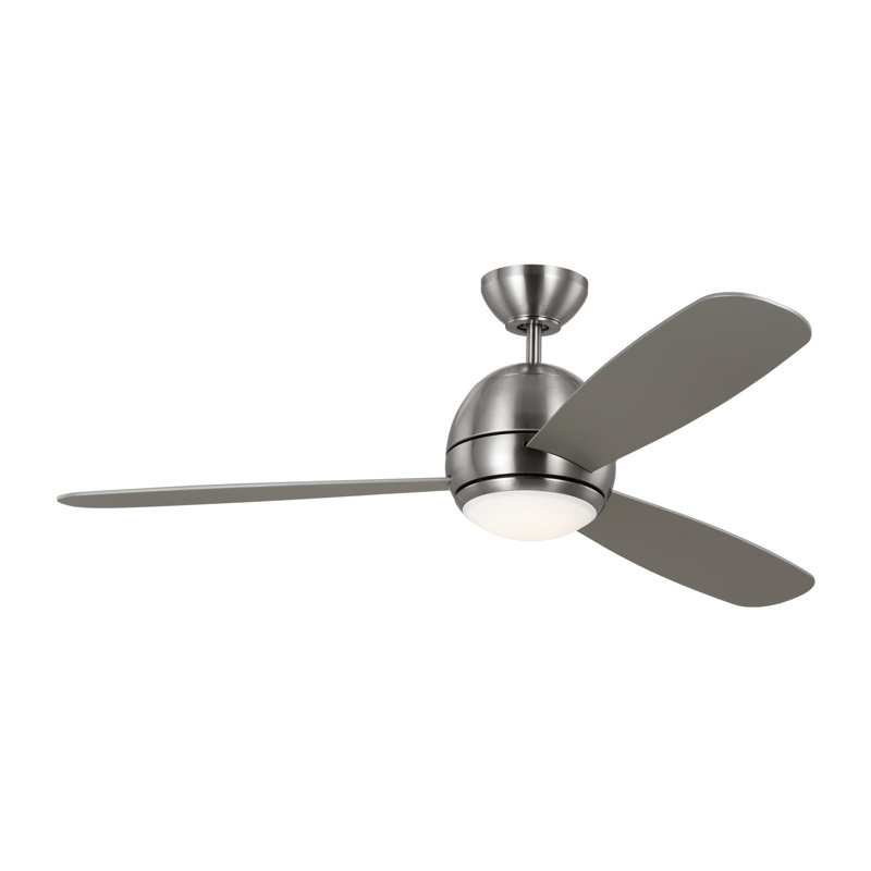 Ventilateur de plafond 52 po avec lumières DEL Erina, Argent, Acier brossé