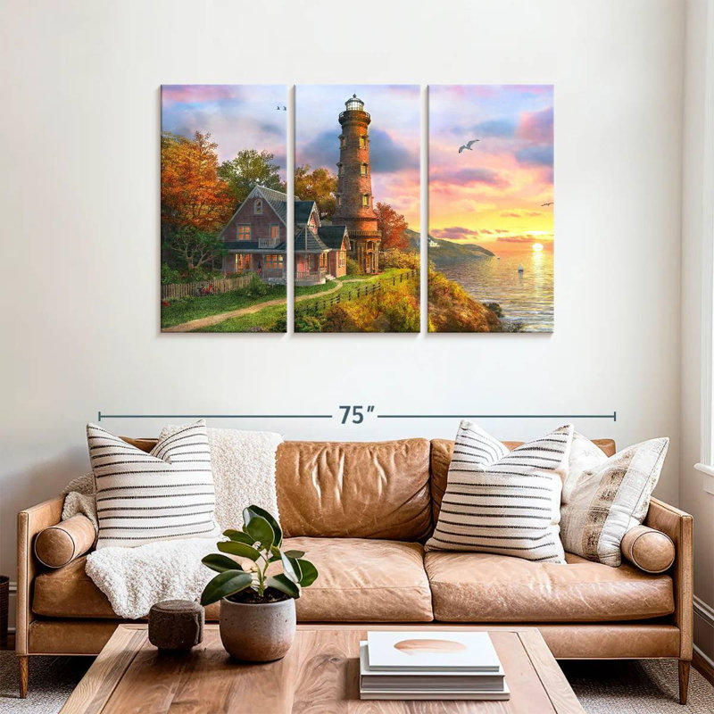 Lilie Seaside Sunset Lighthouse, 36" H x 57" W