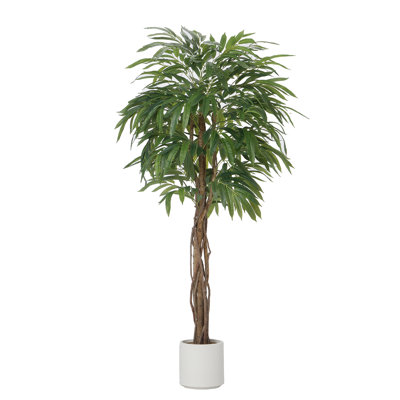 67" Artificial Faux Weeping Fig Tree in a  Resin Planter Real Touch Fake Ficus Benjamina Tree
