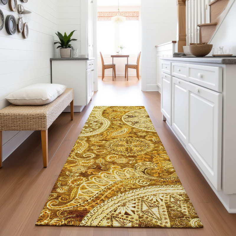 Premium Machine Washable Jamestown AMF1078 Swirl Rug, Runner 2'3" x 7'6"