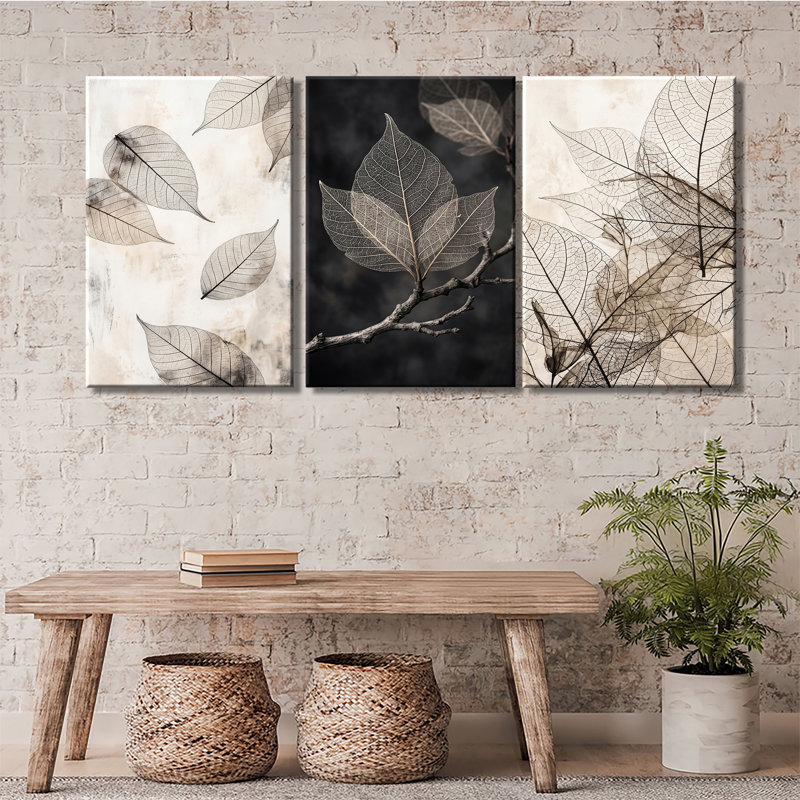 Ensemble de 3 impressions rétro sur toile botanique squelette transparent, 20 * 30 pouces * 3