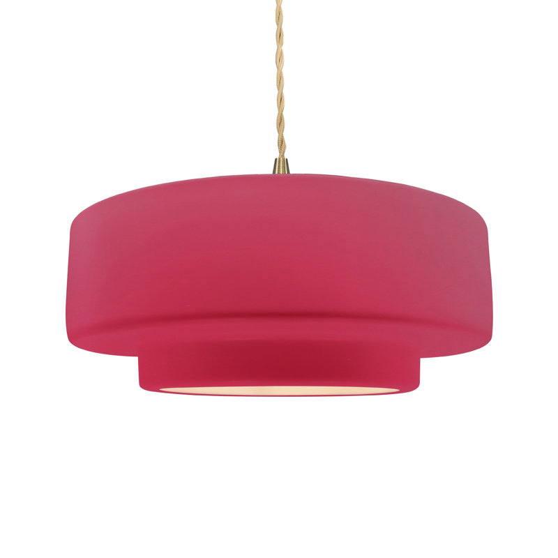 Luminaire suspendu à 1 lumière Meydan, H 6 po x l 16,25 po x P 16,25 po, Cerise, Laiton brossé