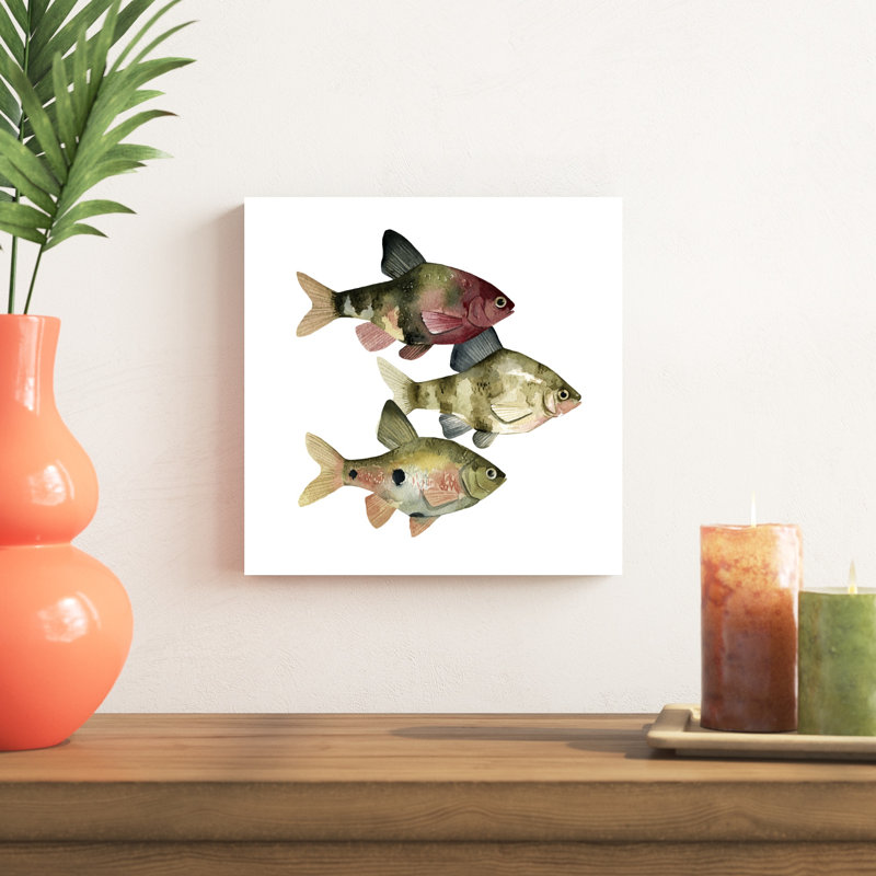 " Rainbow Fish II " by Emma Scarvey Painting Print, 12" H x 12" W x 1.25" D