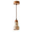 Lustre réglable élégant avec structure en bois et capuchon en travertin, beige et chêne, d'une hauteur de 20 à 59,1 pouces | Plaque de base: 4 po x 1,2 po | 1 x culot GU 10 10 W maximum (ampoule non incluse) | Éclairage élégant pour la décoration intérieure