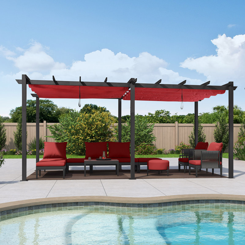 Pergola en aluminium avec auvent, Terra, 18 pi. L 12 pi. D