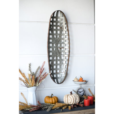 12.5"X3"X37.5" Metal Grid Wall Decoration, 100% Iron, Intriguing Silver Pattern Art, Accent, Colored