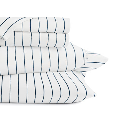 Ienjoy Home Distressed Navy Coastal Stripe Pattern Microfiber Sheet Set In Striped 1