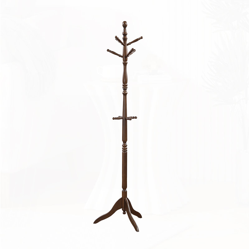 Portemanteau en bois massif, 10 crochets, Marron foncé