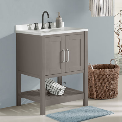 Bennet 24"W Modern Shaker Soft Close Doors Vanity Cabinet With Drawers And Open Storage Shelf