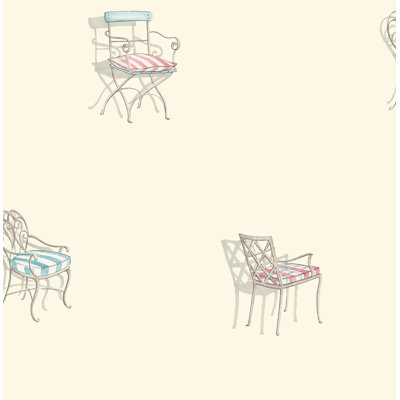 Seabrook Designs Jardin Les Chaises Unpasted Wallpaper