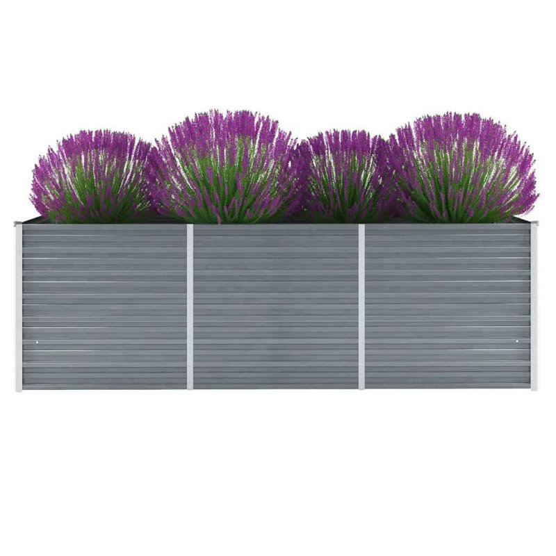 Metal Planter Box, 77cm H x 240cm W x 80cm D, Grey