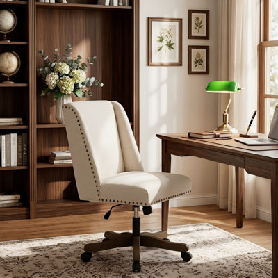 Upholstered Swivel Task Chair with Nailhead Trim